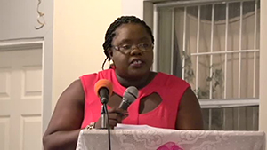 Junior Minister responsible for Social Development on Nevis Hon. Hazel Brandy-Williams delivering remarks at the annual Gala and Awards Ceremony for seniors at the Occasions Conference Centre on October 23, 2014 hosted by the Department of Social Development, Seniors Division